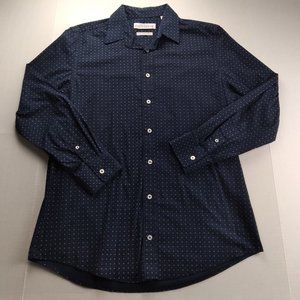 NICK GRAHAM Navy Print Button Front Dress Shirt